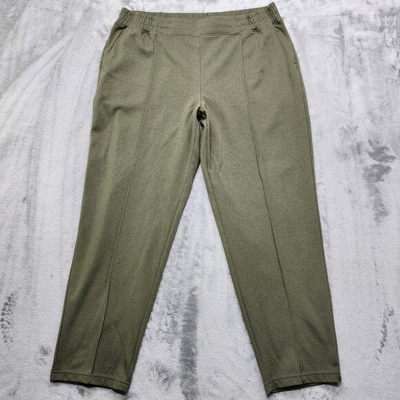 Mondetta Pants Womens XXL Green Pintuck Straight Leg Pull On Pockets Athleisure - Picture 1 of 14